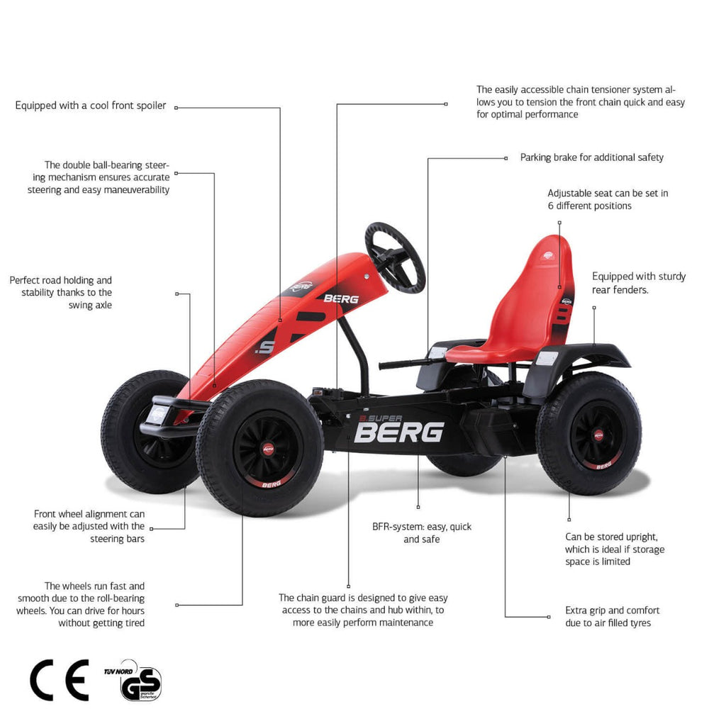 berg hybrid e-bfr pedal go-kart BERG XL B. Super Red BFR – The Go Kart Shop